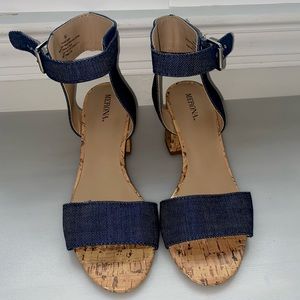 Merona Denim Block Heel Sandal - Size 6 1/2